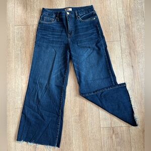 KUT From The Kloth Meg Fab Ab Wide Leg Jeans Size 8 27” Inseam Raw Hem